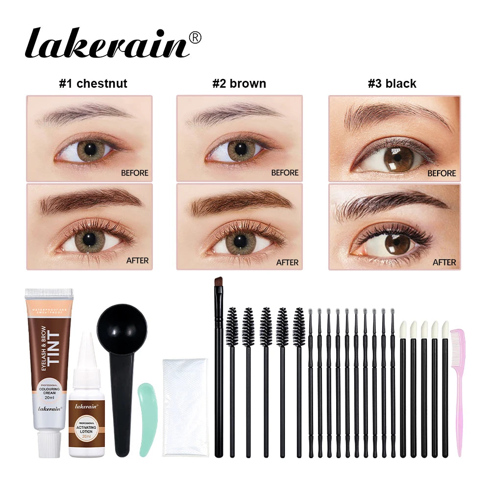 Lakerain Eyelash And Brow Tint Kit Waterproof Eyebrow Makeup Dye Set