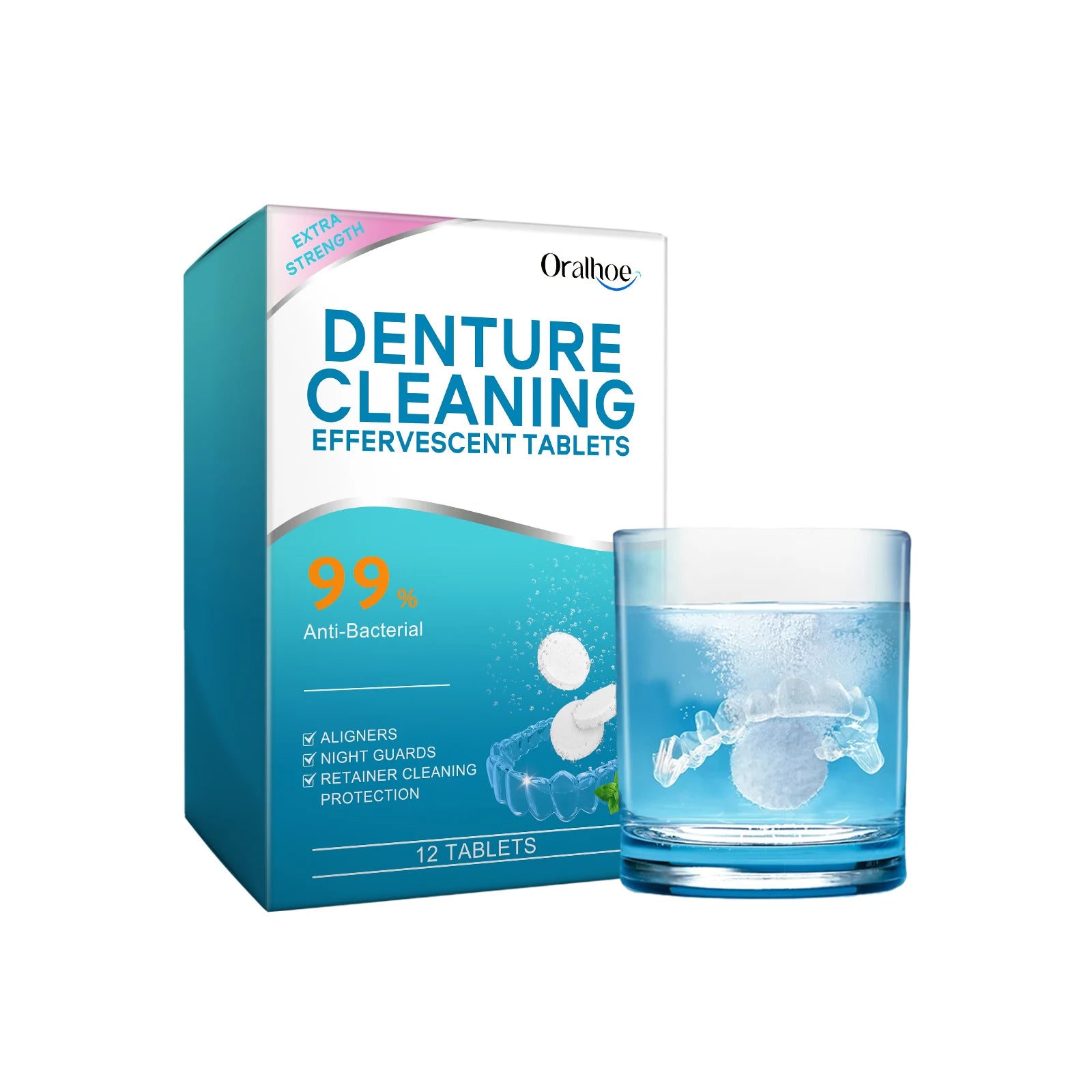 Denture Cleaning Effervescent Tablets Plaque Remover Care Cleaner - 7