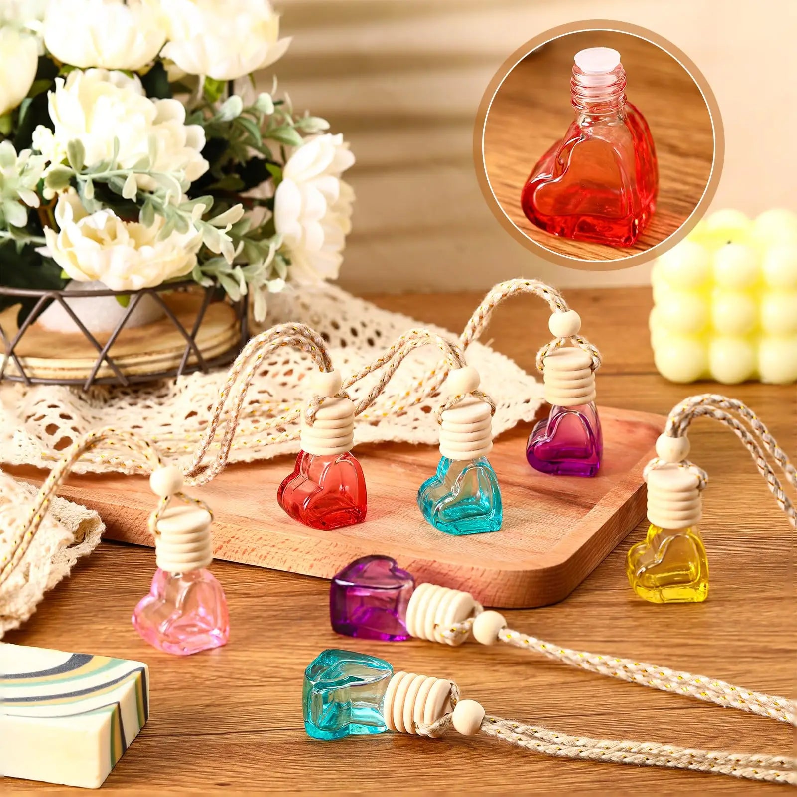 Heart Shaped Car Perfume Bottle Hanging Essential Oil Diffuser Ornament