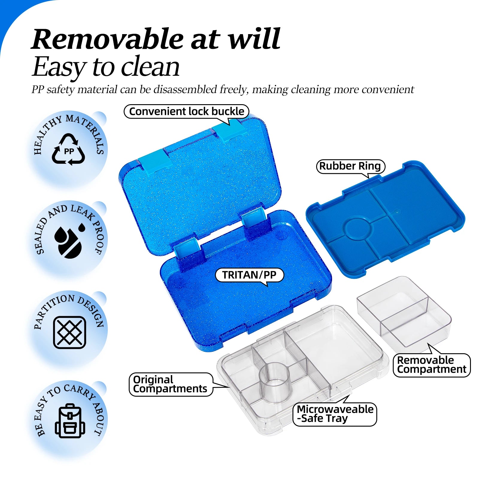 Portable Bento Lunch Box Leak Proof Food Container for School and Office - 9