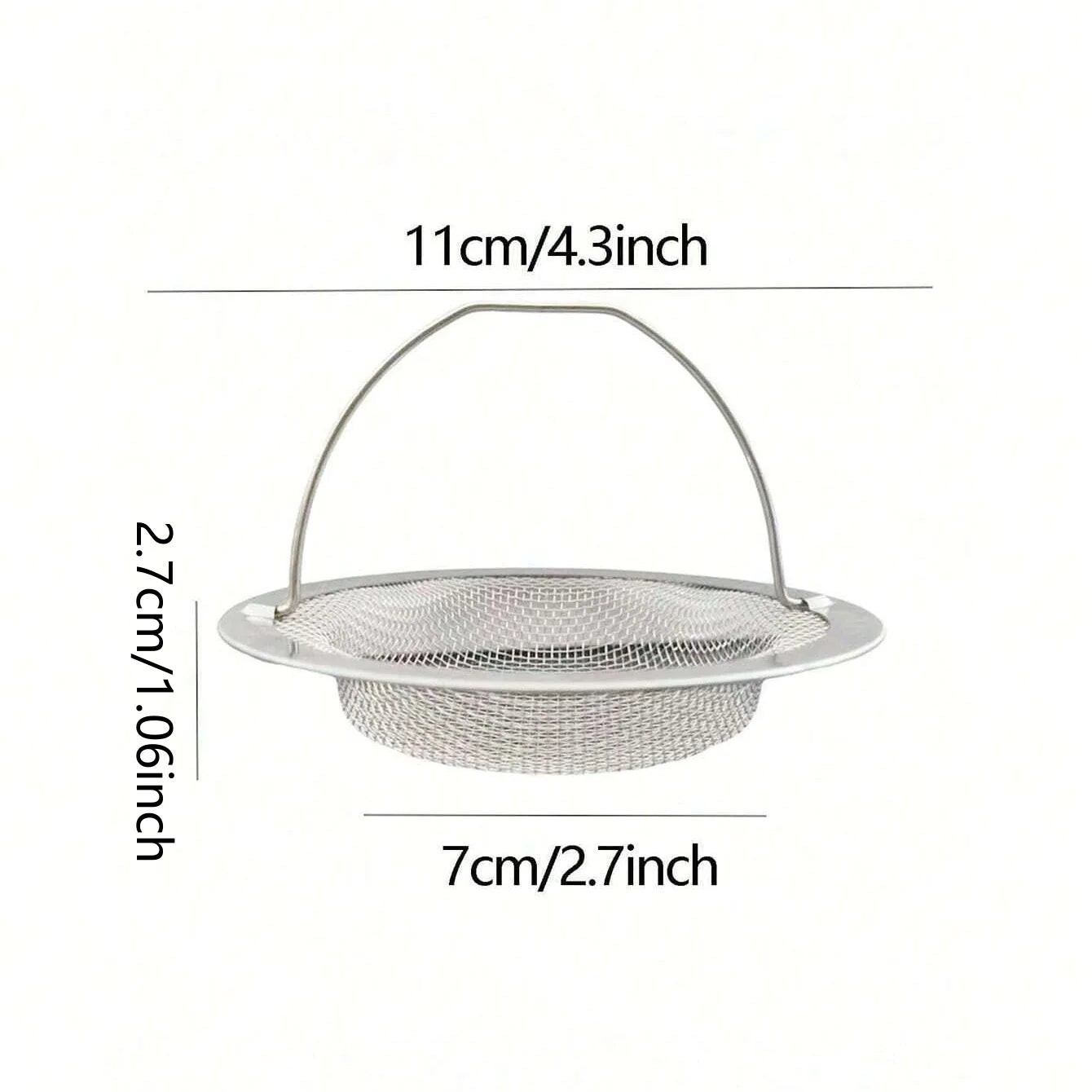 Stainless Steel Kitchen Sink Strainer and Drain Filter Basket with Handle - 7