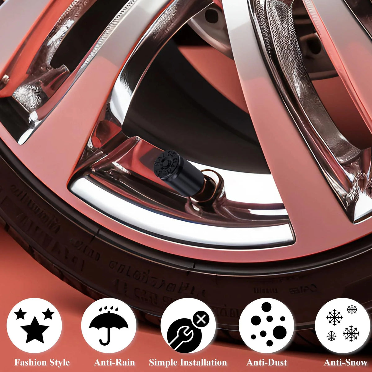 4PCS Bullet Valve Stem Caps Aluminum Tire Air Caps for Car Truck Bike