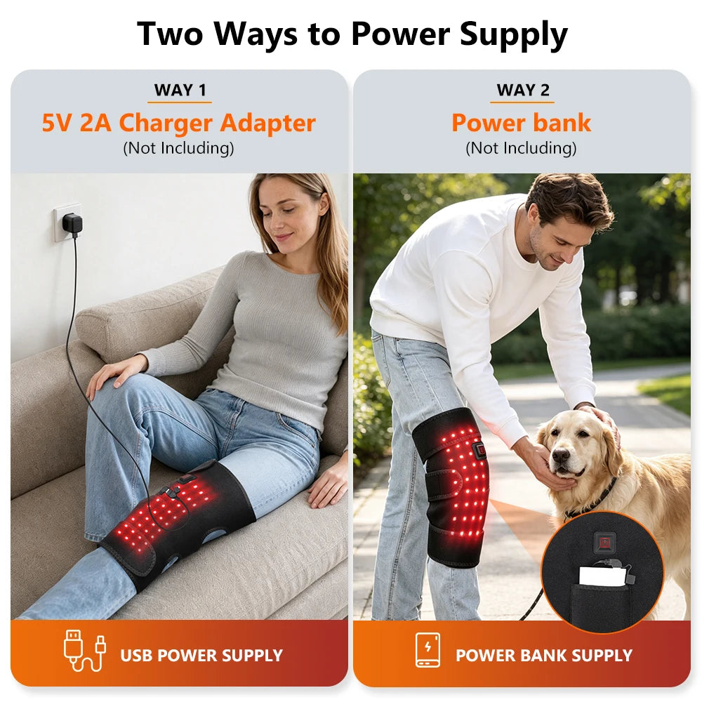Red Light Knee Wrap Heated Brace USB Electric Pad - 5