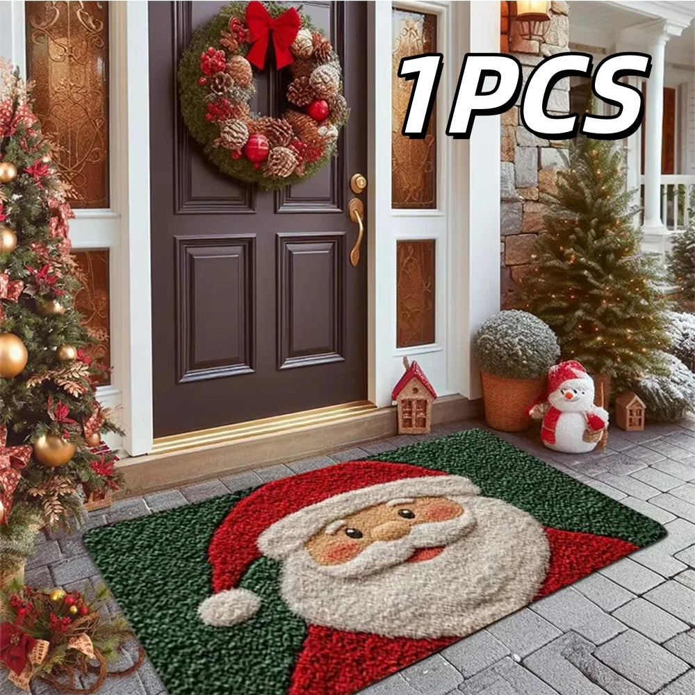 Christmas Door Mat Holiday Welcome Rug Non-Slip Festive Floor Decor