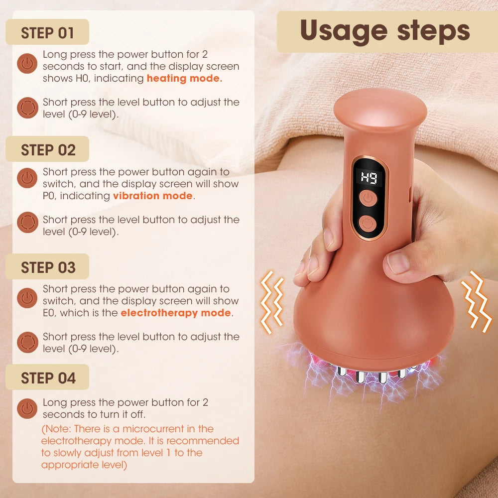 Electric Cupping & Scraping Massager Hot Compress Body Slimming Tool - 27