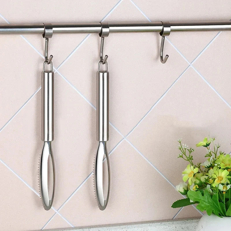Stainless Steel Fish Scaler Scraper Kitchen Seafood Cleaning Tool - 12