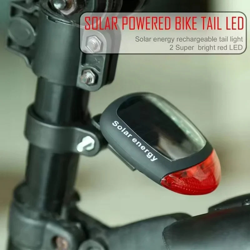 Solar LED Bicycle Tail Light Waterproof Bike Safety Rear Lamp