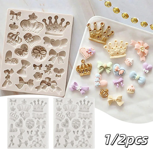 Crown and Bowknot Silicone Cake Mold Fondant Chocolate Decorating Tool