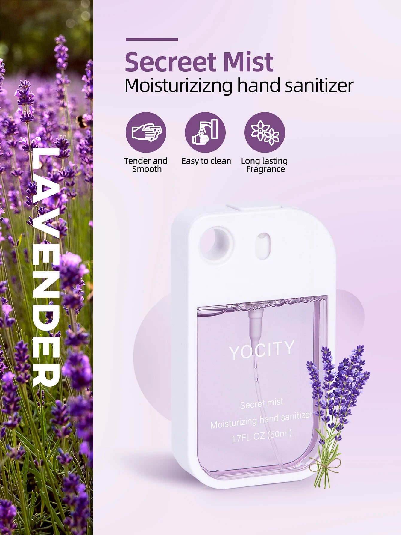 YOCITY 50ml Portable Air Freshener and Hand Sanitizer Spray with Keychain - 22