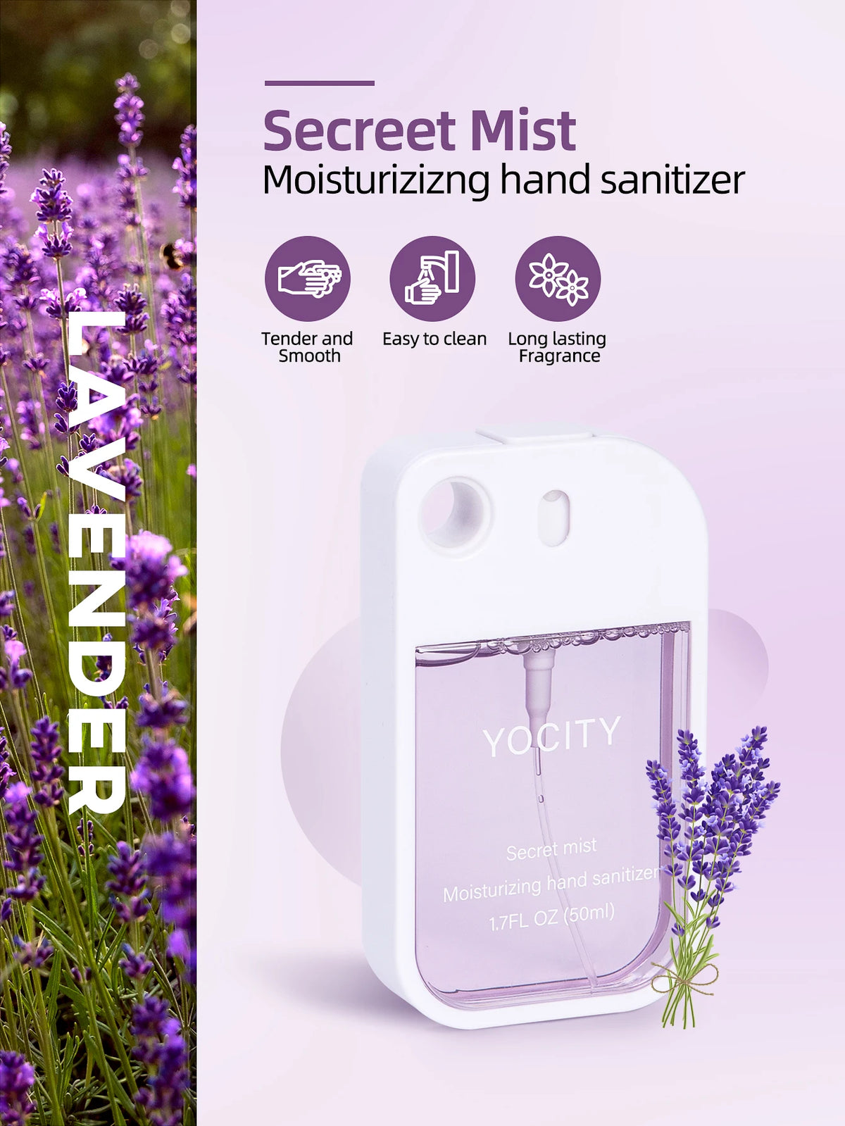 YOCITY 50ml Portable Air Freshener and Hand Sanitizer Spray with Keychain