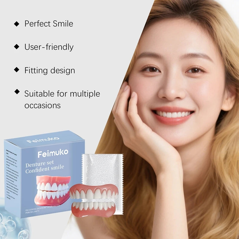 Silicone Temporary Dentures Full Set Fake Teeth - 16