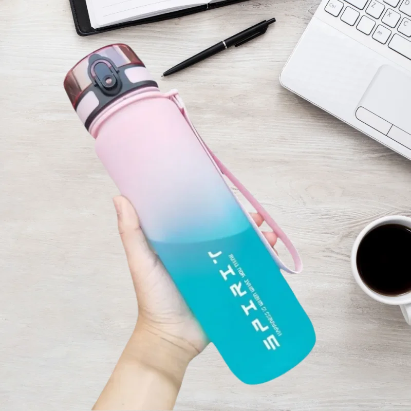 Fantia Motivational Sports Water Bottle Leak Proof Gym Jug 500ml 1000ml