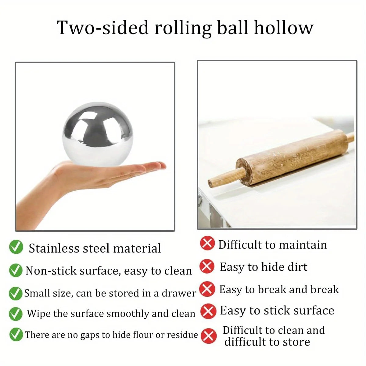 Stainless Steel Dough Roller Ball Dumpling Skin Maker Baking Tool - 15