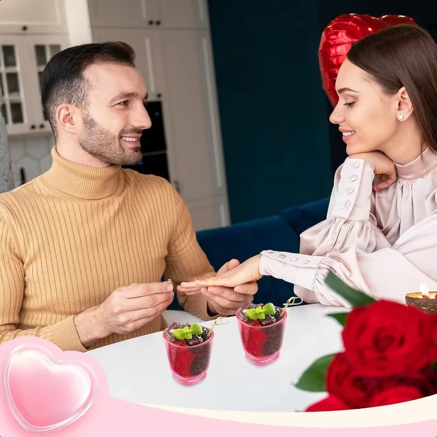 Heart Shaped Plastic Mini Wine Glasses for Romantic Parties and Events - 4