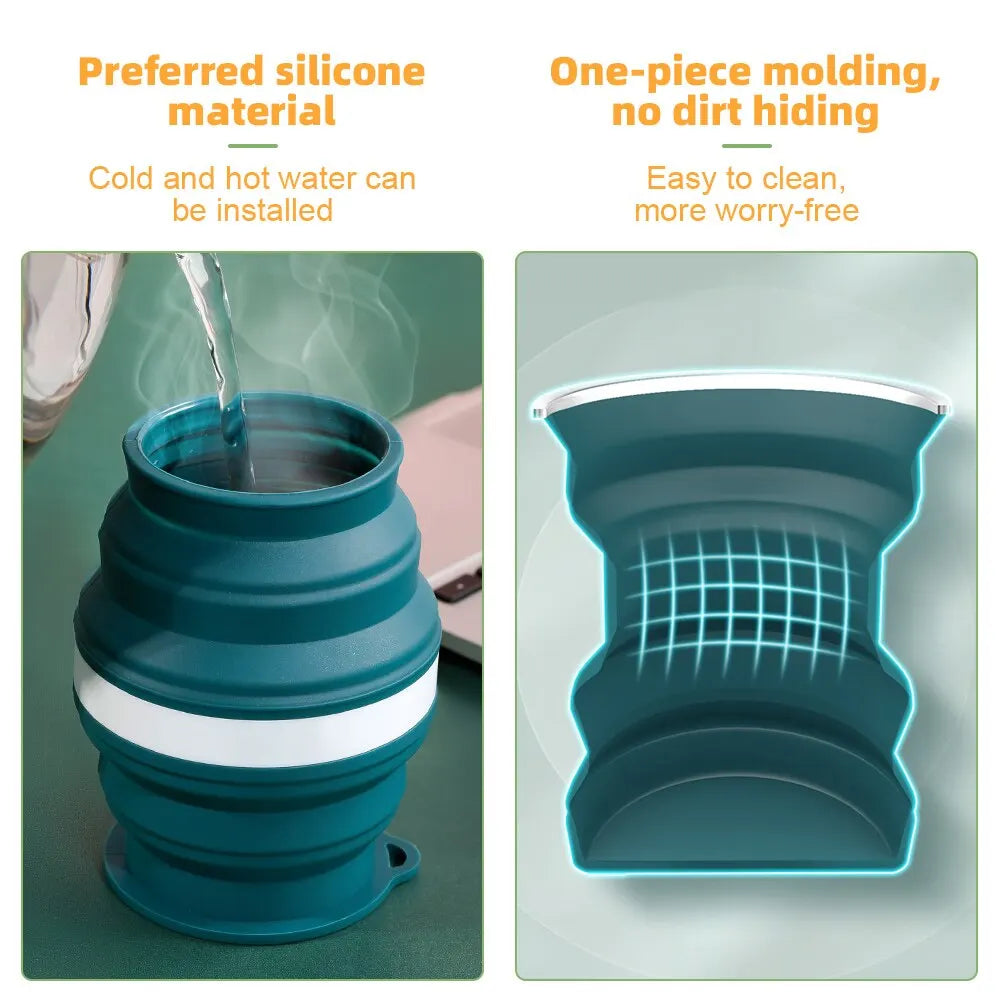 Portable Silicone Collapsible Cup Foldable Travel Mug for Hot Drinks