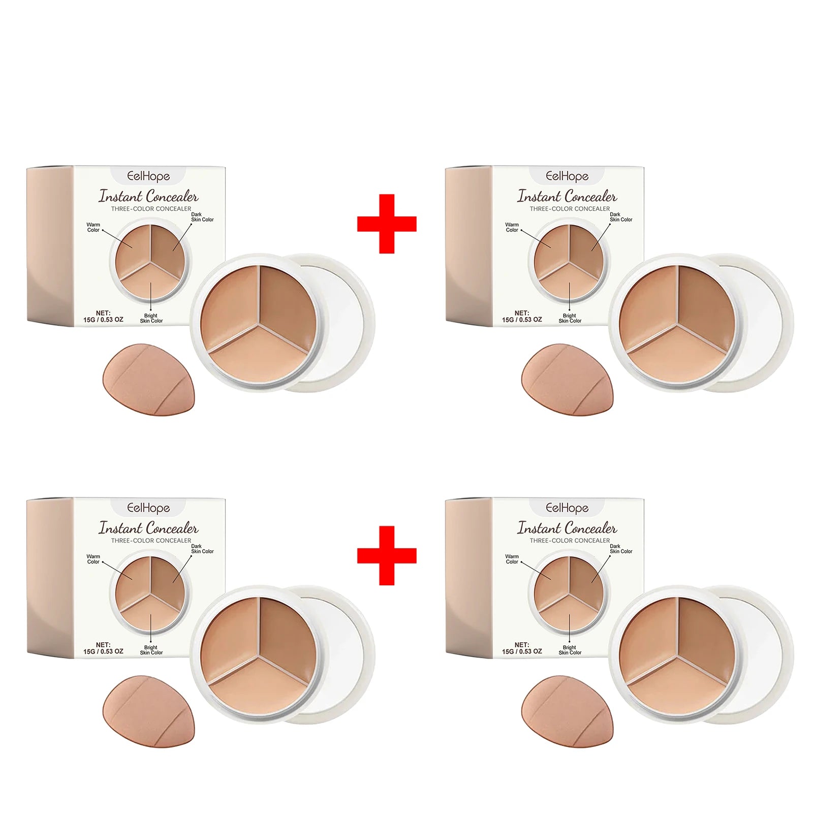 3-Color Cream Concealer Palette Dark Circle Correcting Makeup - 13