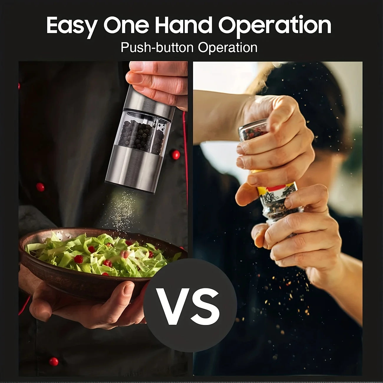 2PCS Electric Salt and Pepper Grinder Set Automatic Spice Mill Shaker - 10