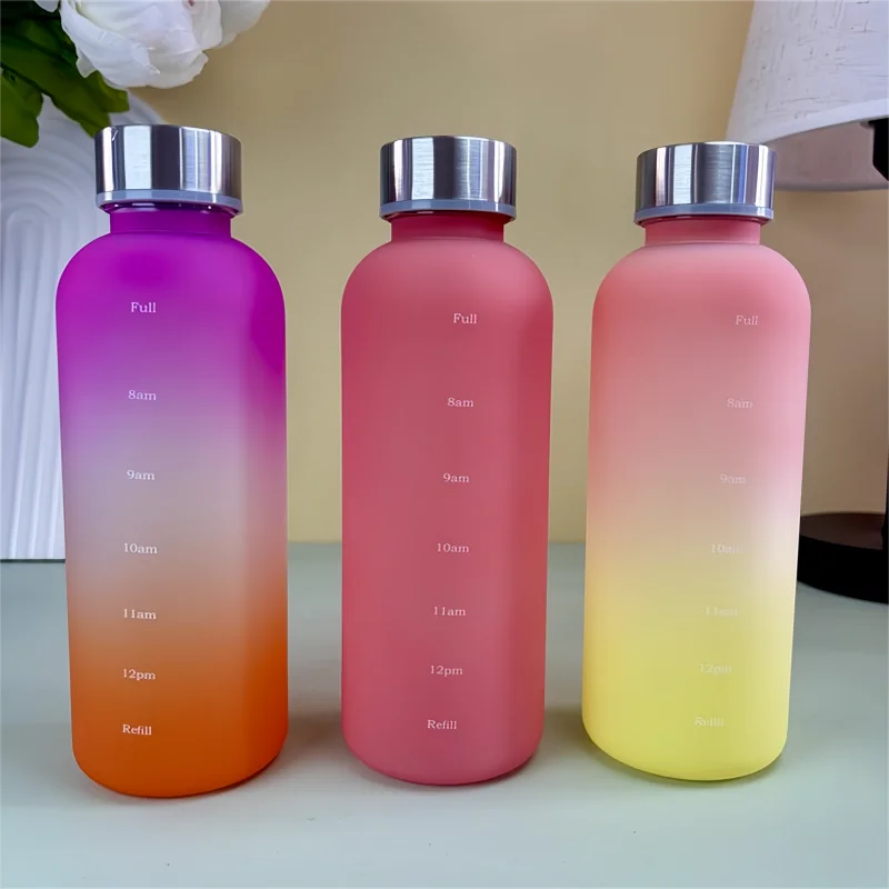 550ml Motivational Water Bottle with Time Marker Leakproof Sports Flask
