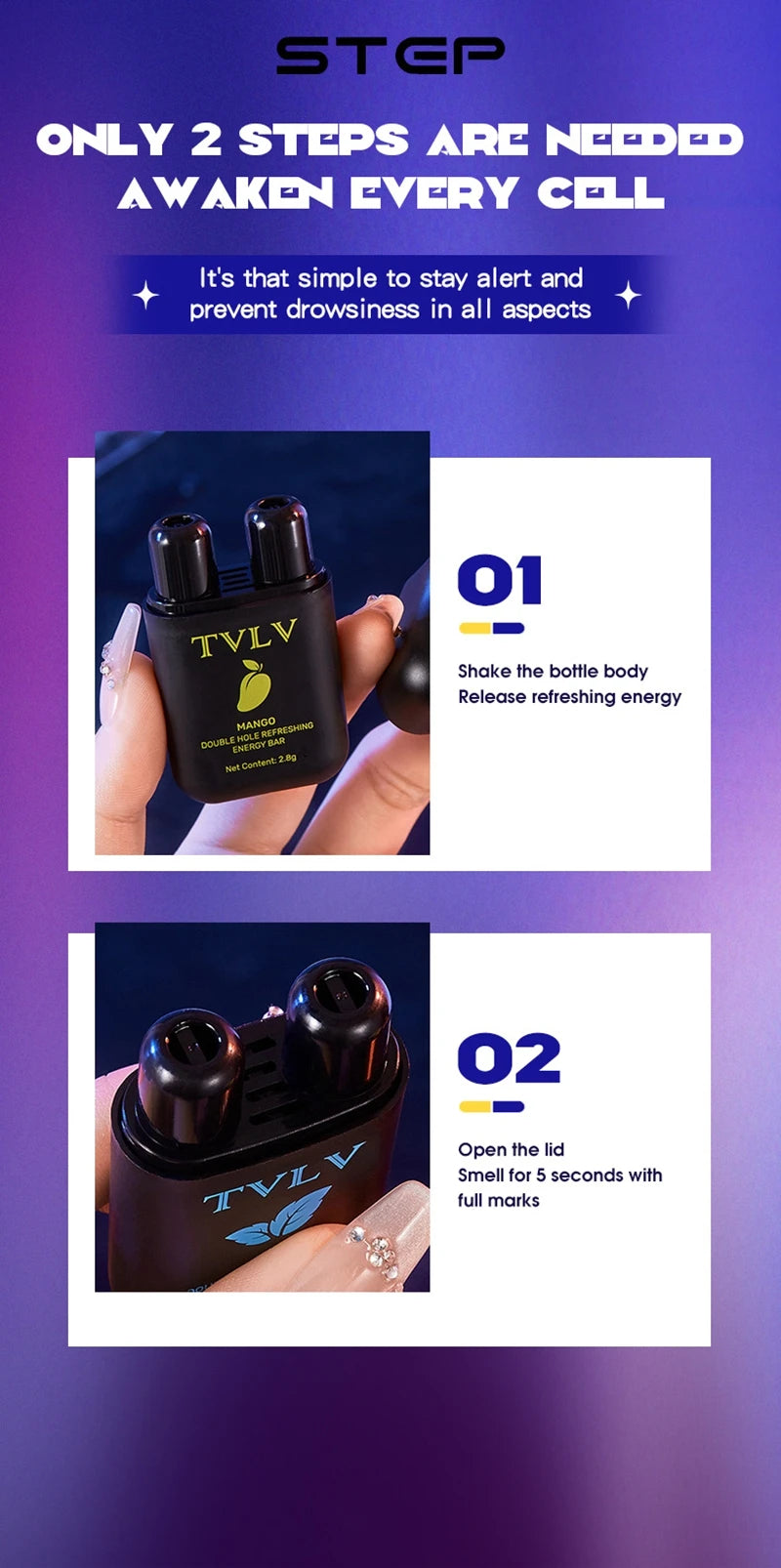 Double Hole Energy Stick Aromatherapy Nasal Inhaler Energizing Bar - 16