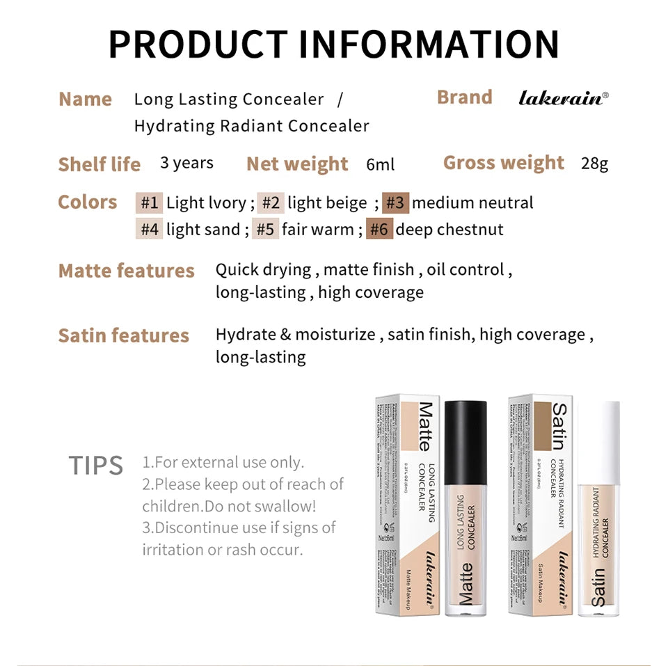 Long Lasting Full Coverage Liquid Matte Concealer Makeup