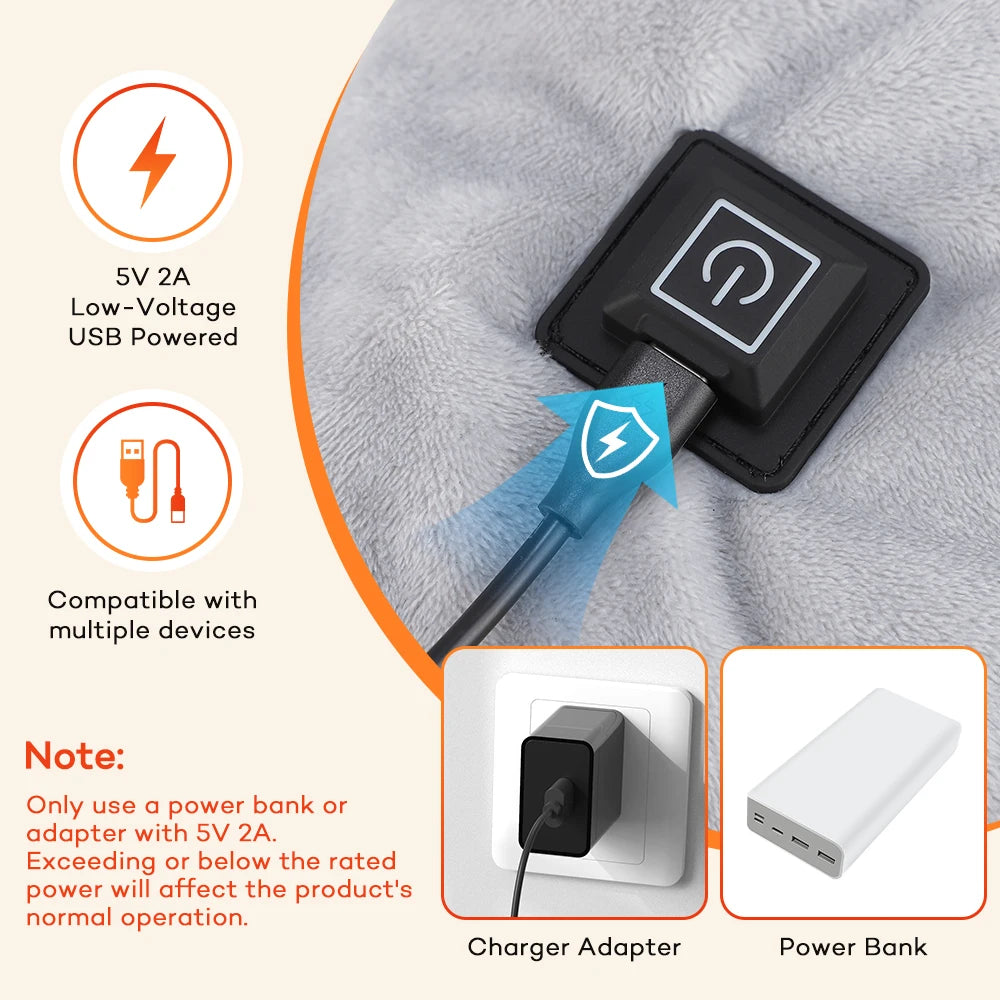 Electric Heated Shoulder and Neck Pad USB Hot Compress Shawl Wrap