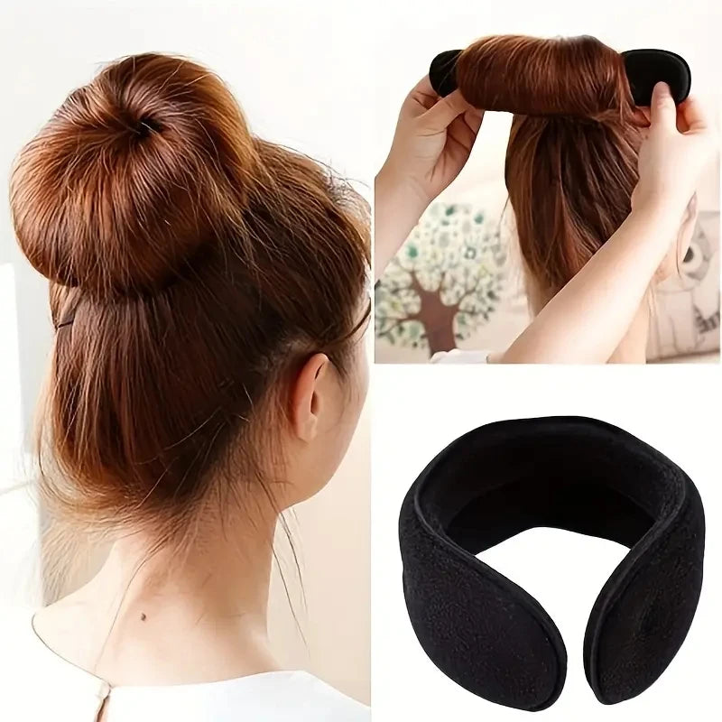 2pcs Hair Bun Maker Sponge Curler Donut Styling Tool for Elegant Updos - 2