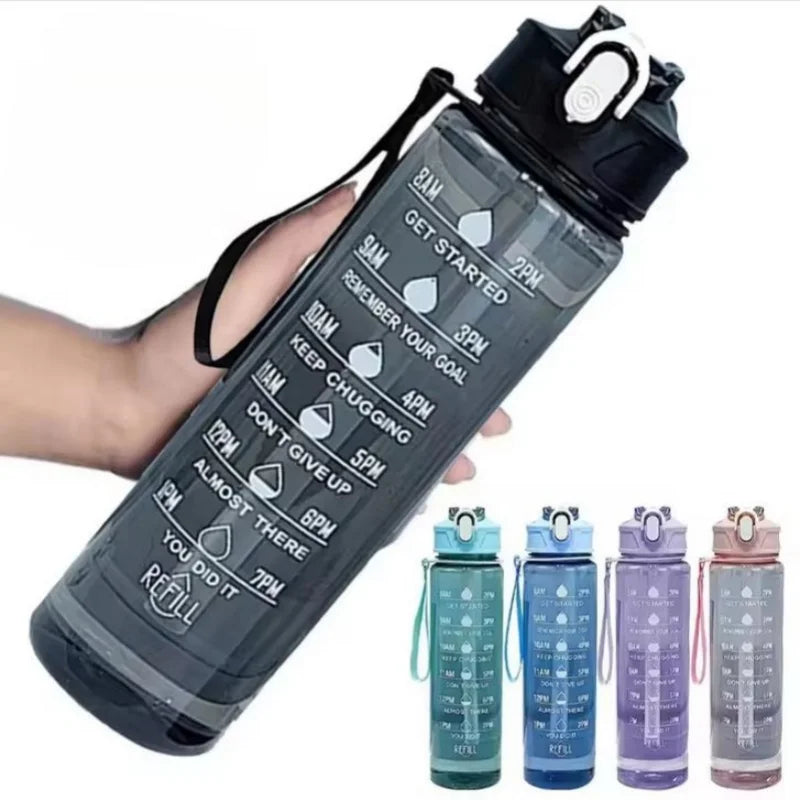 900ml Motivational Water Bottle with Straw Leak Proof Sports Mug - 1