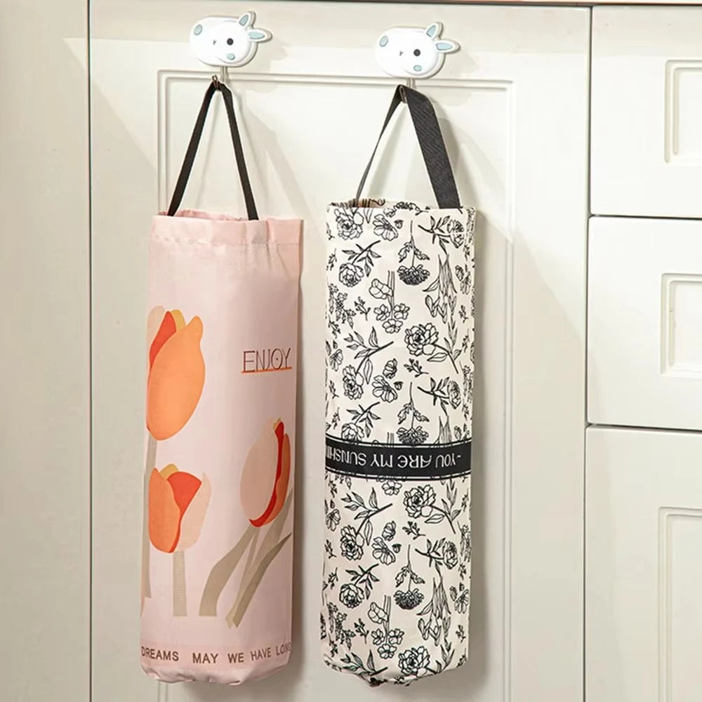 Wall Mounted Grocery Bag Dispenser Plastic Bag Storage Organizer Holder