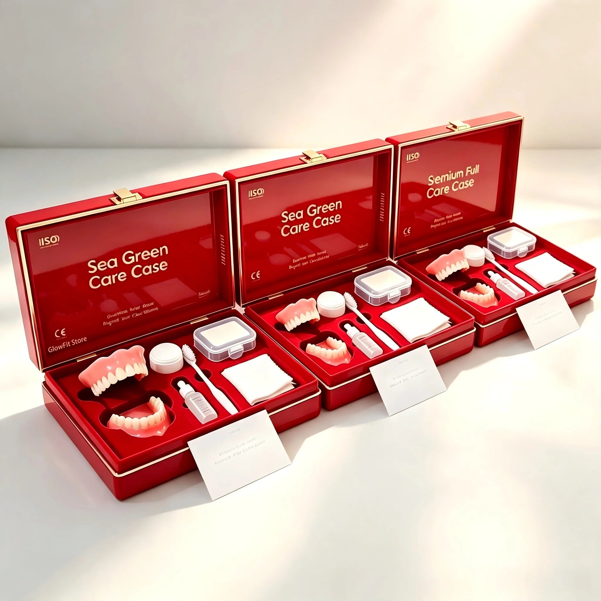 Complete Denture Set False Teeth With Storage Case And Toothbrush - 9