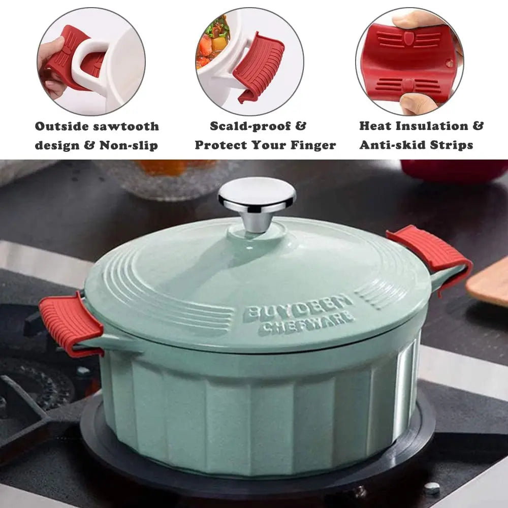 2 Pcs Silicone Hot Handle Holder Heat Resistant Skillet Pot Grips - 7