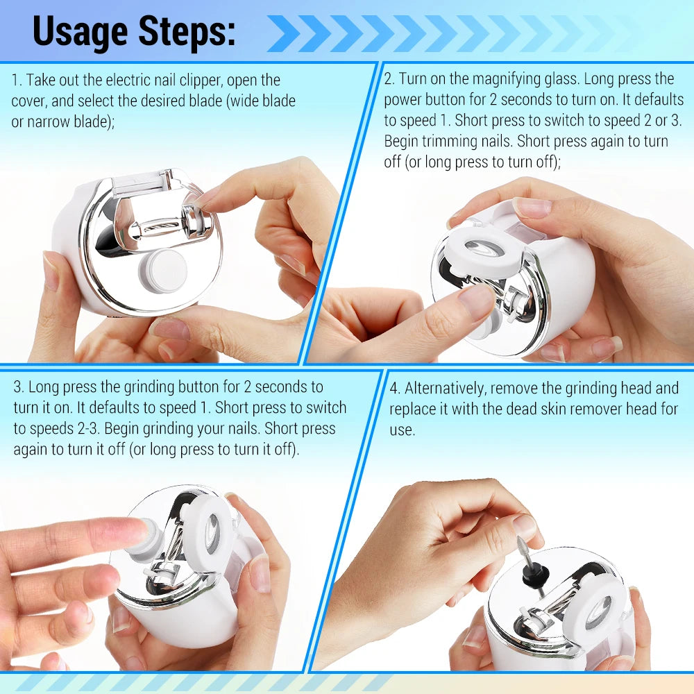Electric Nail Clipper with LED Light and Magnifier - 9
