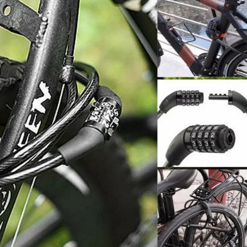 4-Digit Bicycle Cable Lock Anti-Theft MTB Combination Security Lock - 6