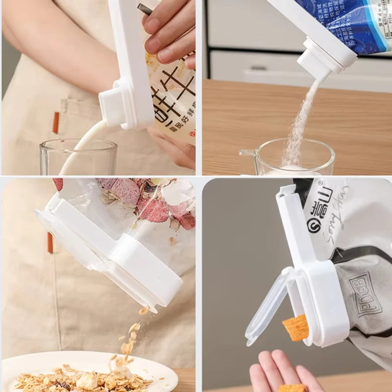 Food Bag Clips with Pouring Spout Sealing Preservation Sealer Tool