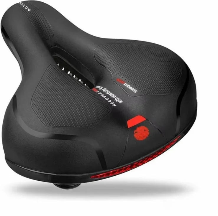 Comfortable MTB Bike Saddle with Integrated Safety Warning Tail Light
