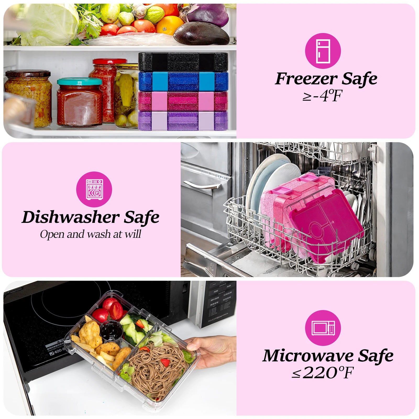 Portable Bento Lunch Box Leak Proof Food Container for School and Office