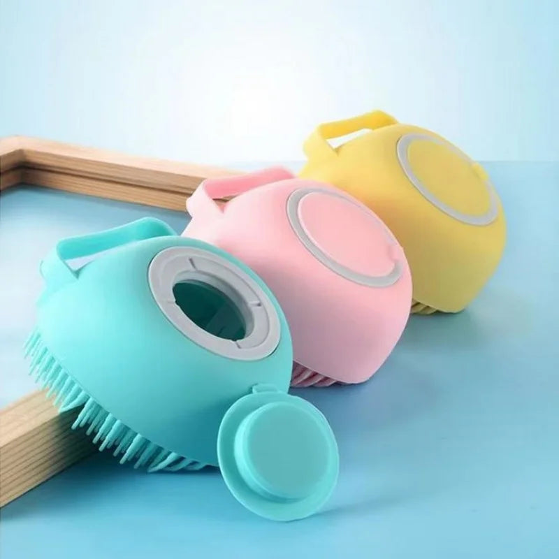 Silicone Bath Brush Body Scrubber with Soap Dispenser Massage Comb - 3