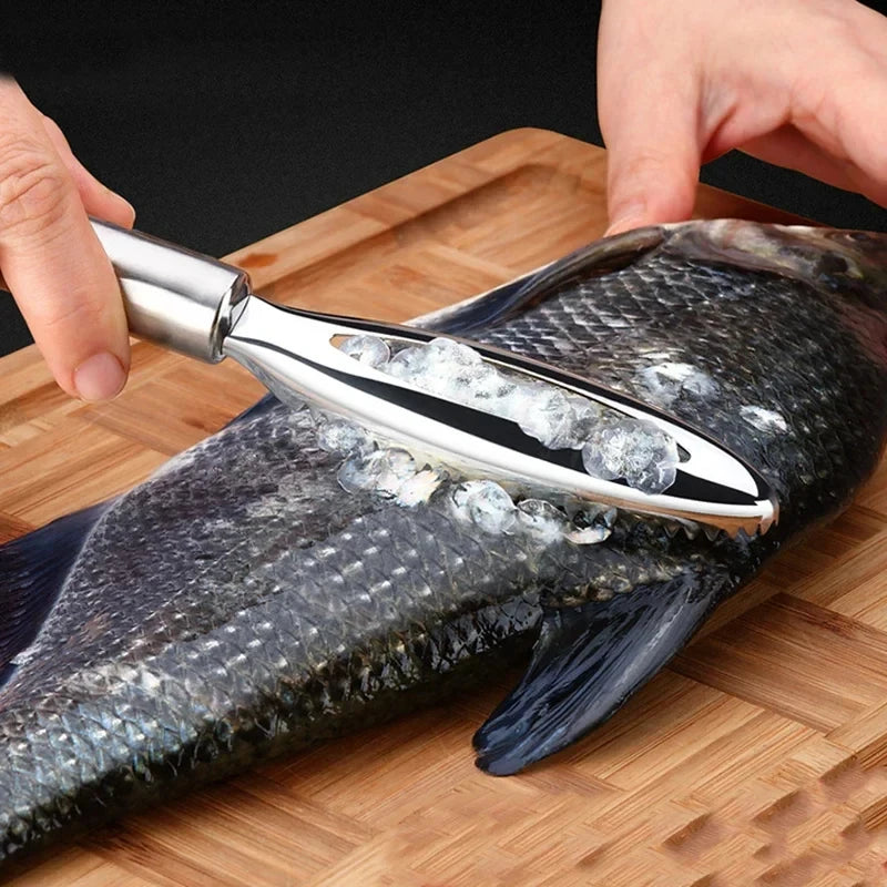 Stainless Steel Fish Scaler Scraper Kitchen Seafood Cleaning Tool - 13