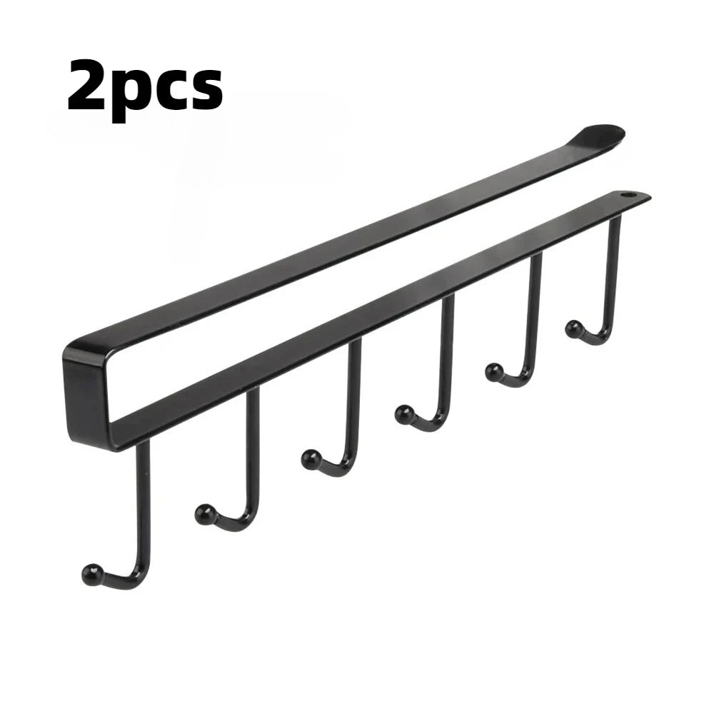 Under Cabinet Mug Holder 6 Hook Kitchen Storage Rack Organizer Hanger