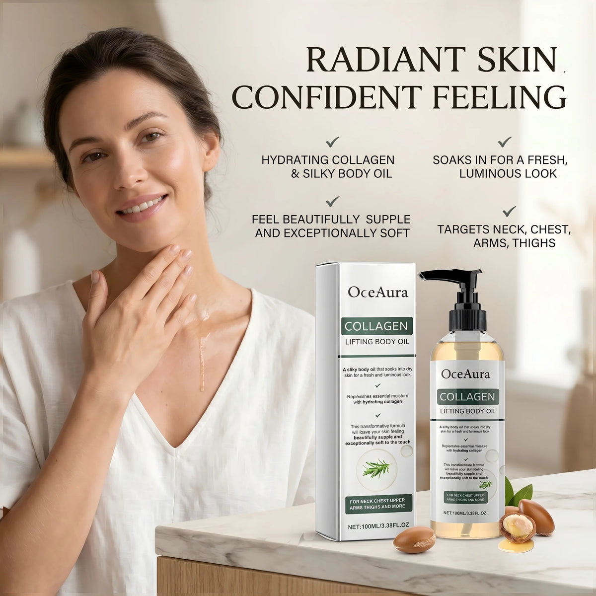 Collagen Body Firming Massage Oil Tightening Hydrating Skin Care