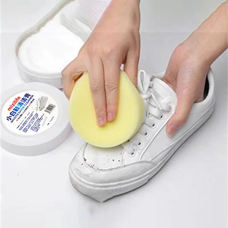 Multifunctional White Shoe Cleaning Cream Stain Remover with Sponge - 11