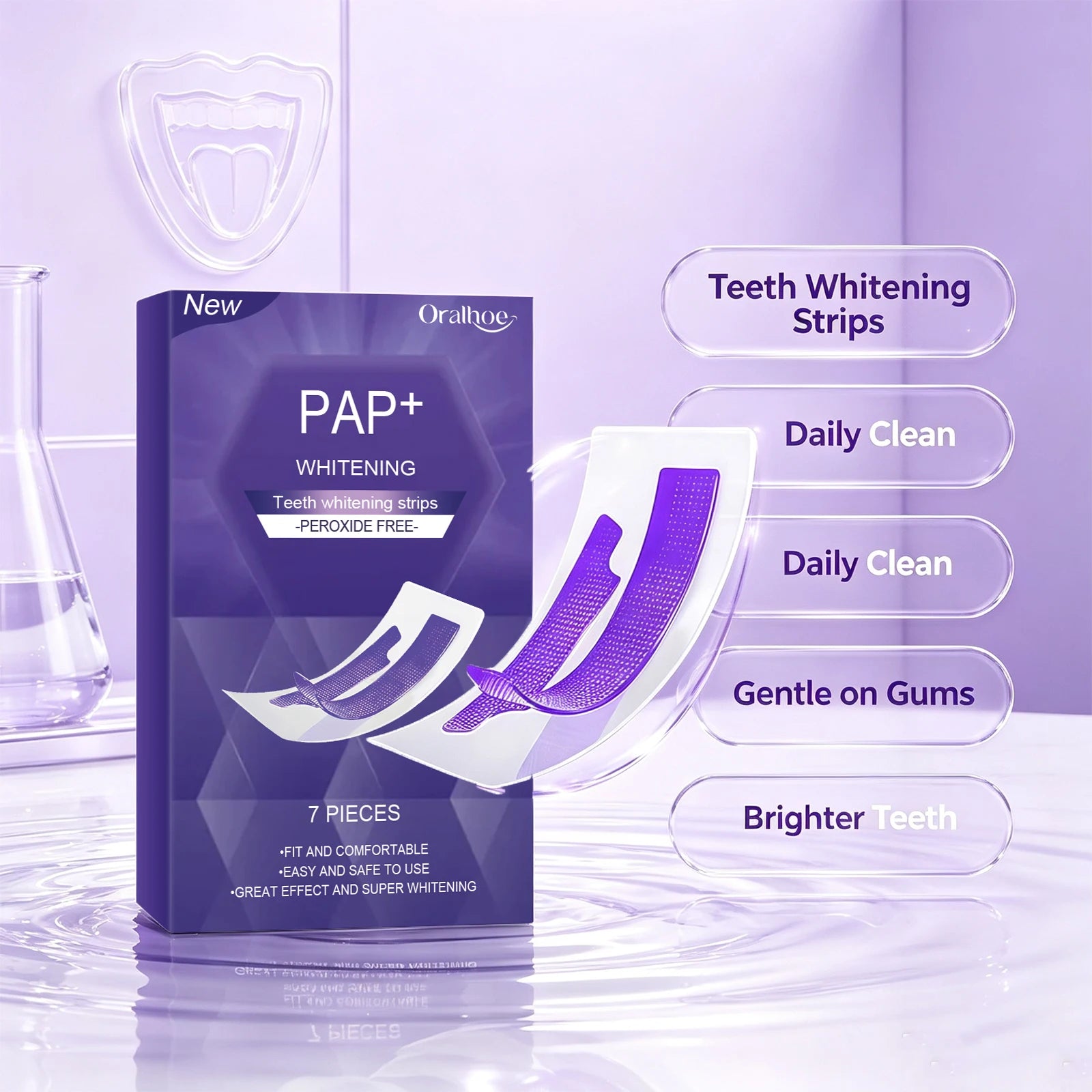 Teeth Whitening Strips Peroxide Free Stain Removal Bleaching Tool - 3