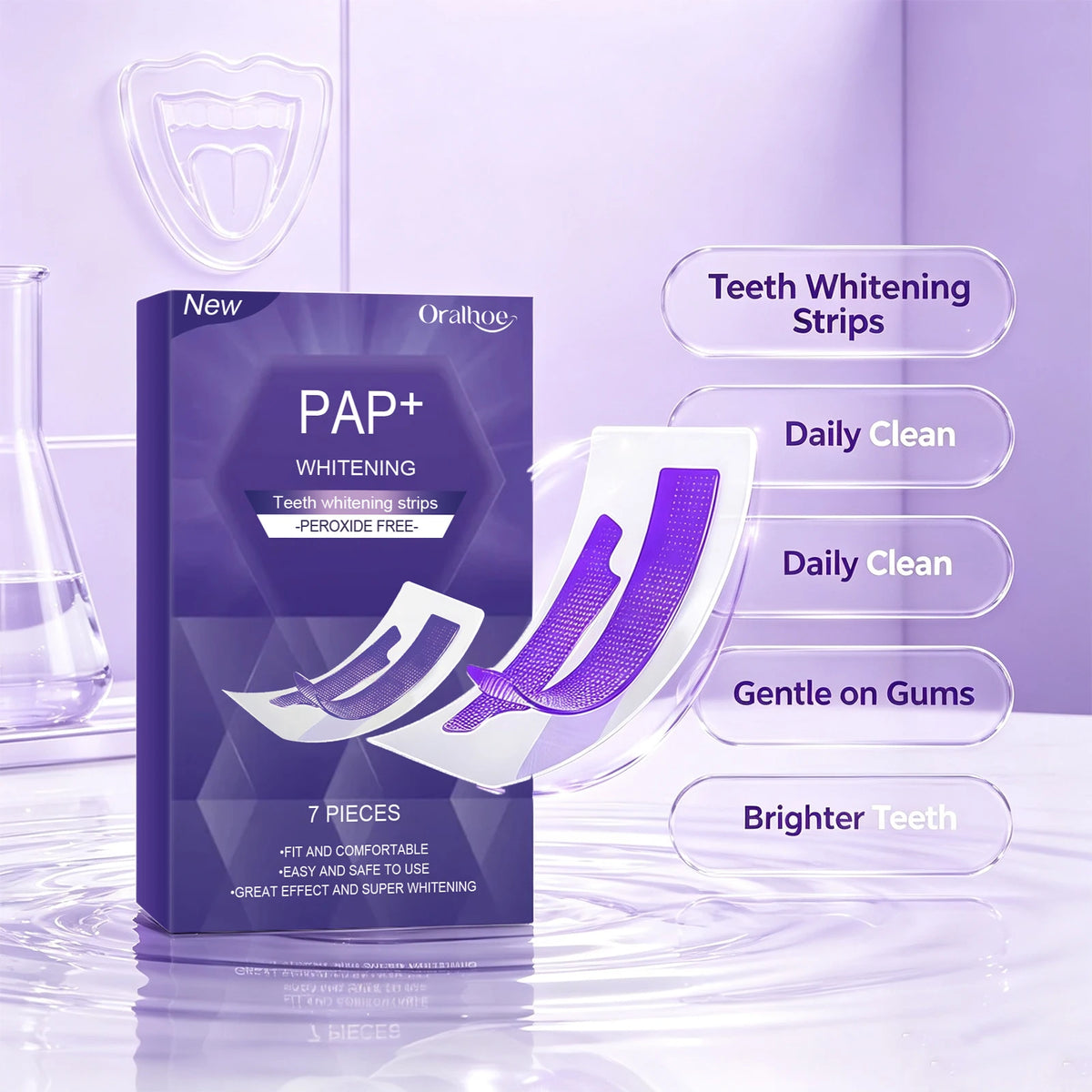 Teeth Whitening Strips Peroxide Free Stain Removal Bleaching Tool