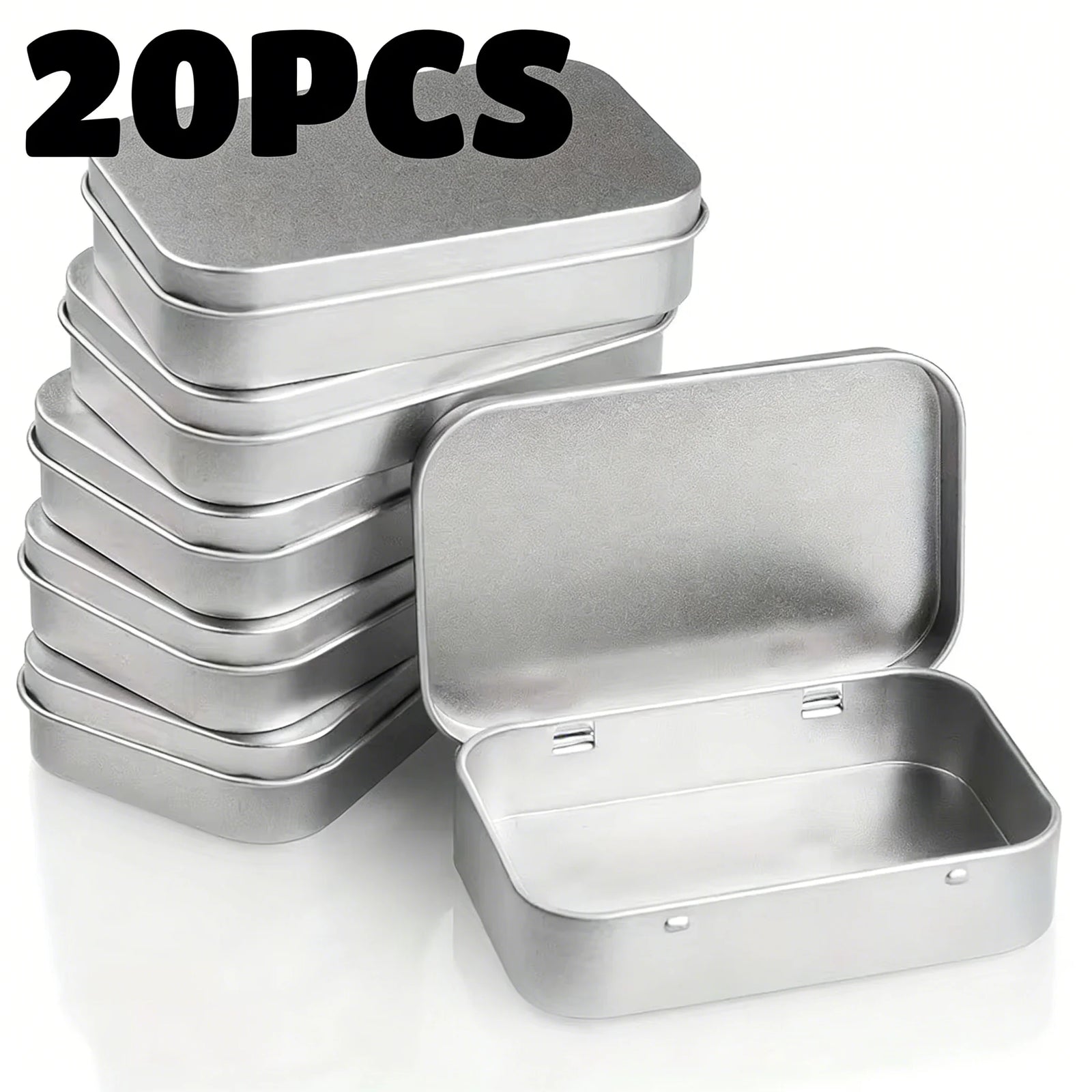 10pc Metal Tin Storage Box Rectangular Hinged Container for Small Items