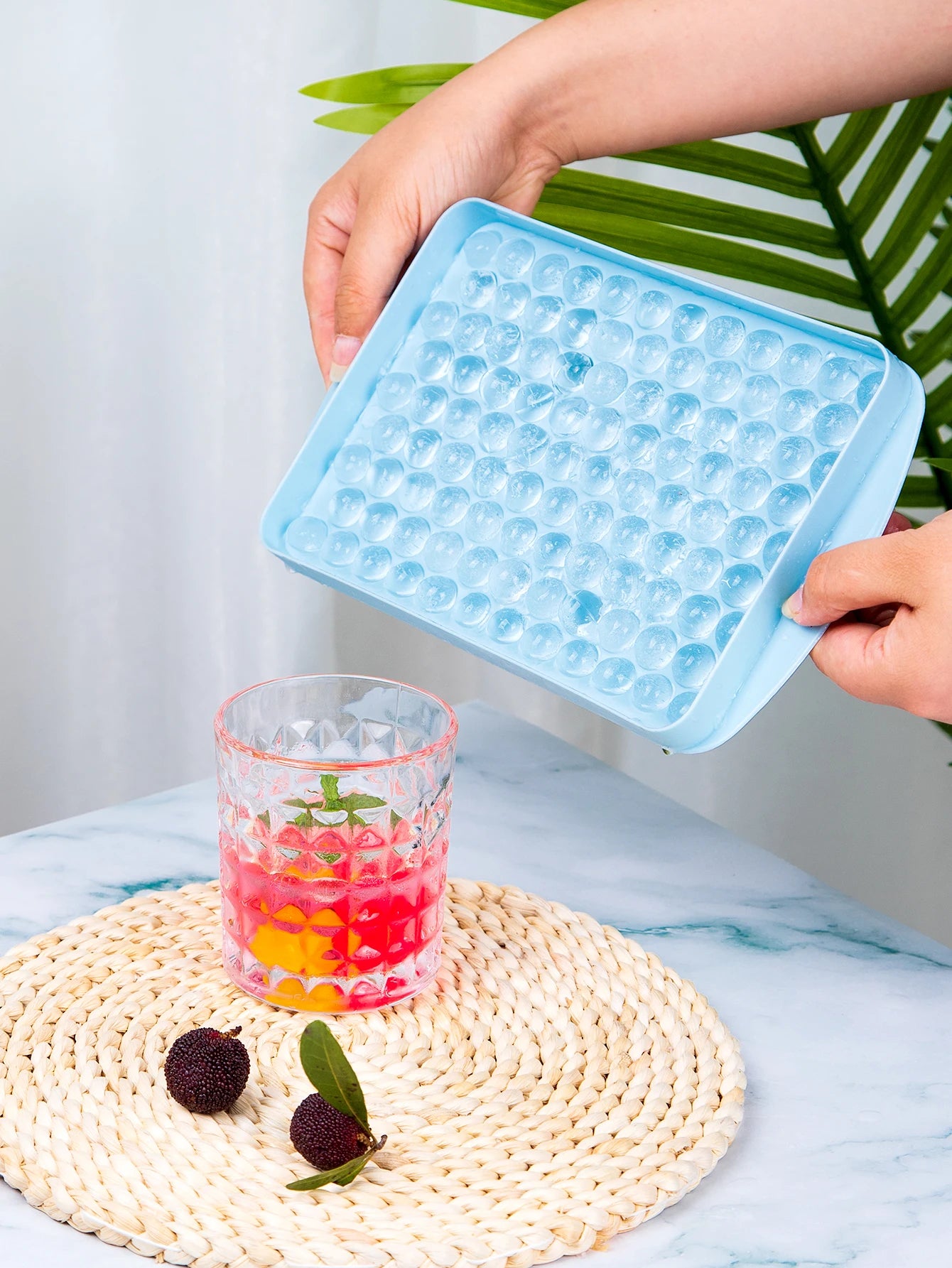 104 Cube Silicone Ice Tray Maker Stackable Sphere Ice Mold with Cover - 3