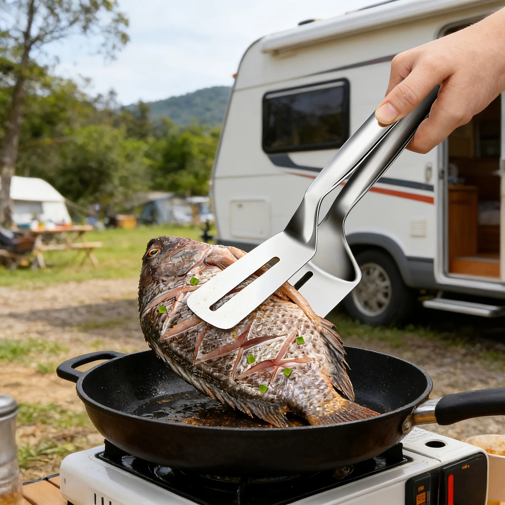Stainless Steel Steak Spatula Tongs Multifunctional Kitchen Grill Clamp - 8