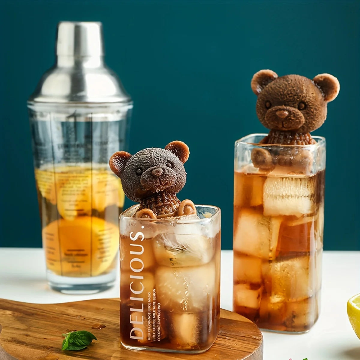 Cute Bear Silicone Ice Cube Tray Mold for Whiskey Coffee and Cocktails