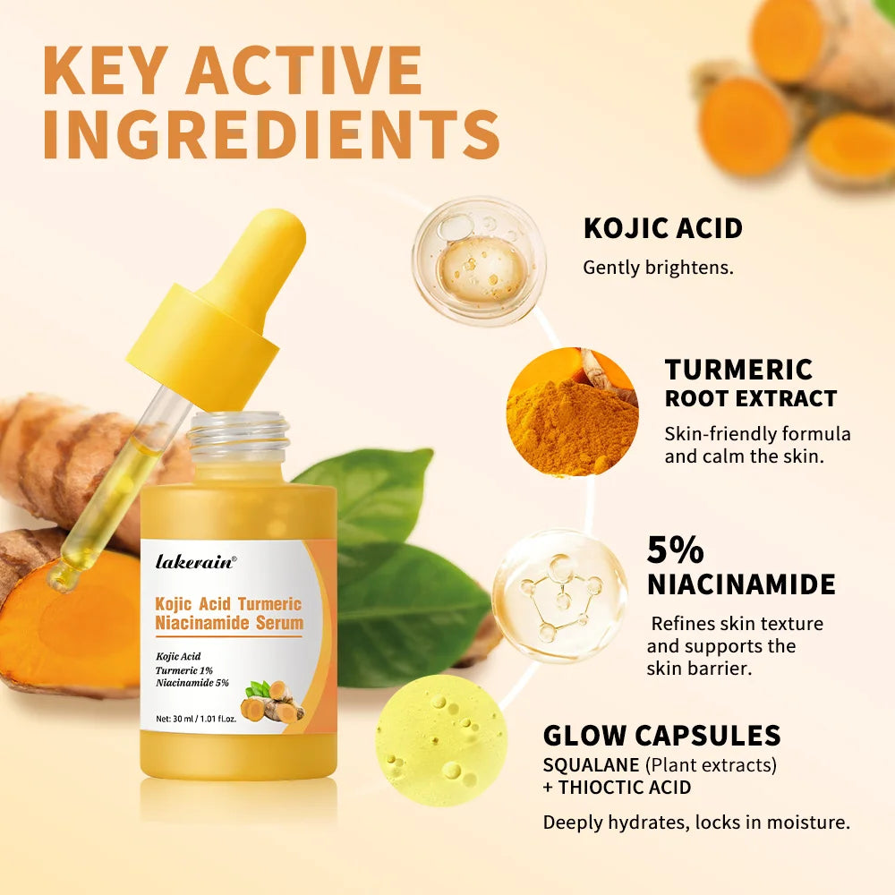 Lakerain Kojic Acid Turmeric Niacinamide Face Serum Brightening Oil - 6