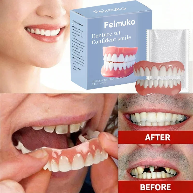 Silicone Temporary Dentures Full Set Fake Teeth