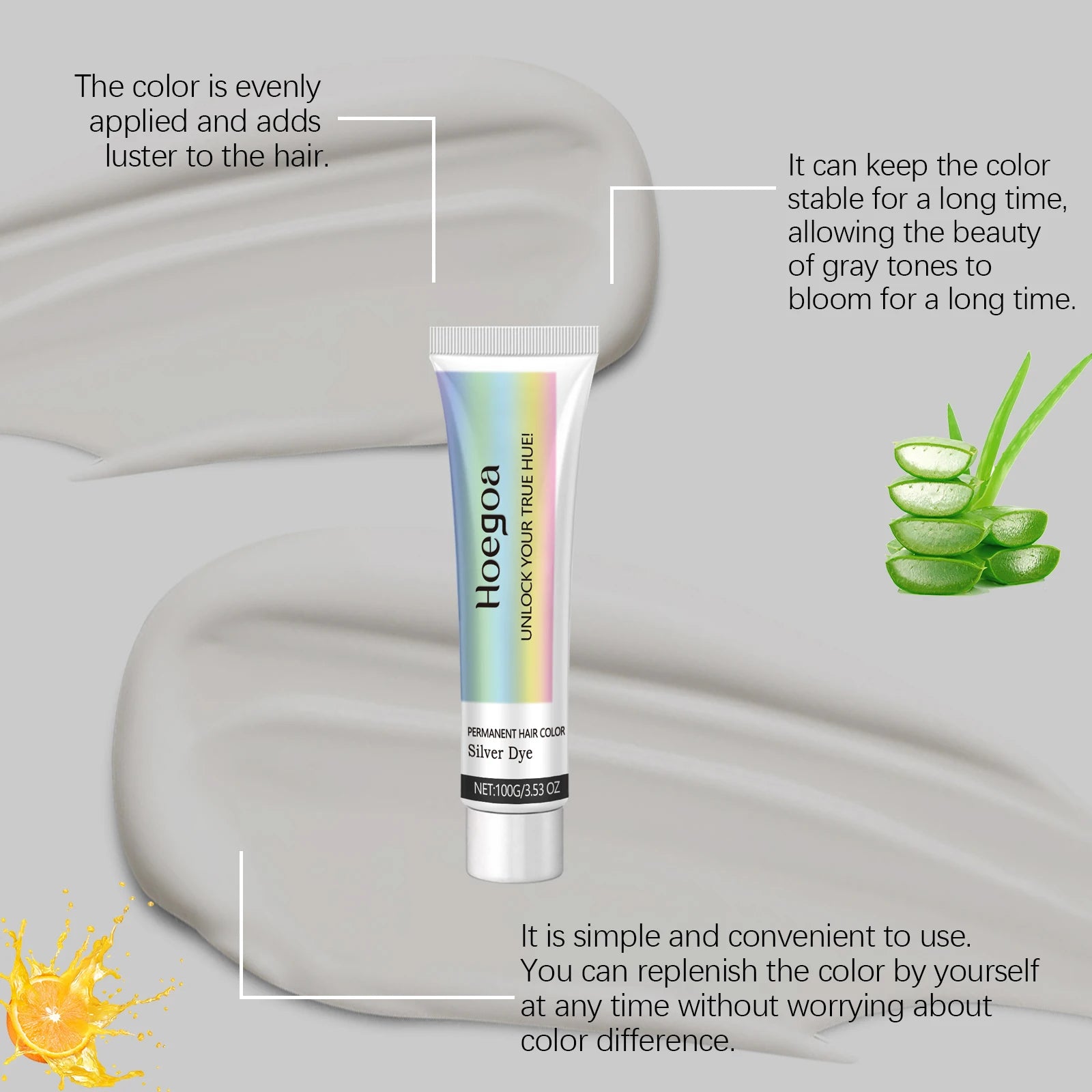 Gray Hair Dye Permanent Coloring Cream Silver Shampoo - 12