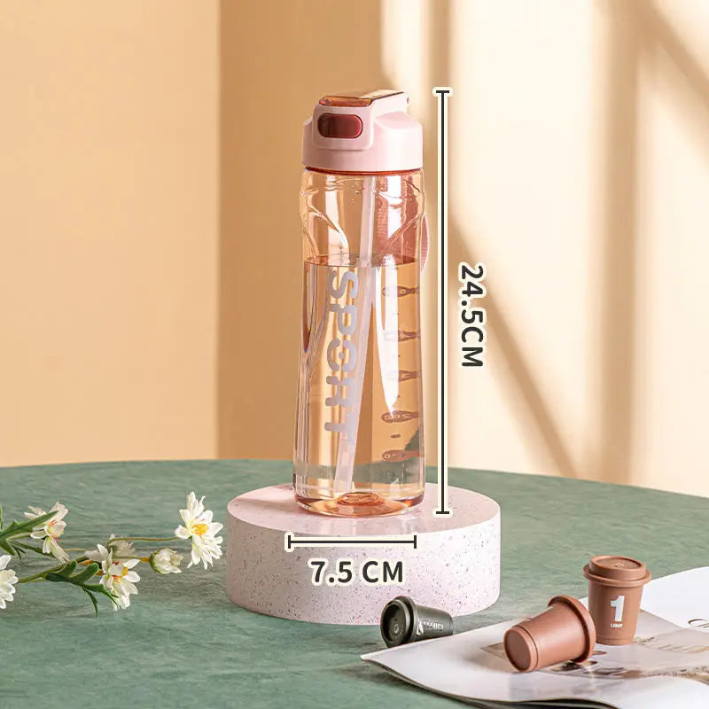 800ml Portable Sport Water Bottle with Straw Leak Proof Gym Cup - 6